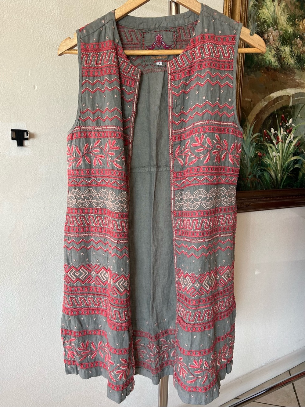 Johnny Was Dahlia Slim Embroidered vest with pockets